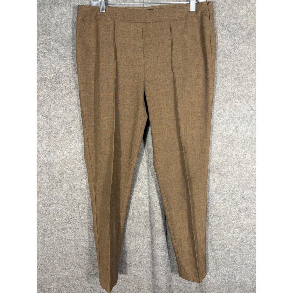 Talbots Petites Glen Plaid Dress Pants 12P Brown Toasted Almond Side Zip 1730163